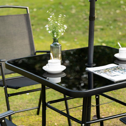Outsunny Conjunto Muebles Jardín Con 4 Sillas Plegables Mesa Y Sombrilla Negro_4