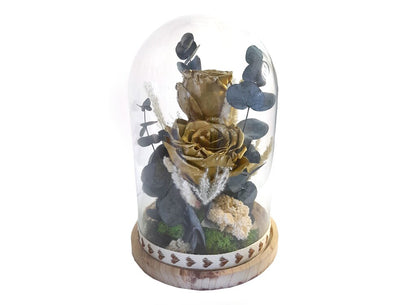 Cupula Cristal 2 Rosas 25x17 Cm