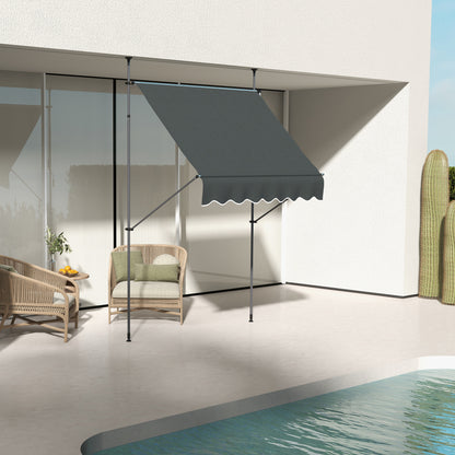 Outsunny Toldo Manual Retráctil Con Manivela 200x120x210-300 Cm Gris Oscuro_1