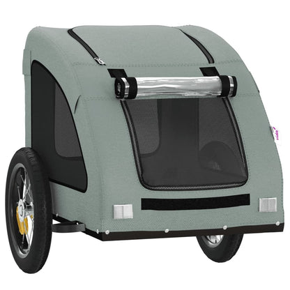 Vidaxl Remolque De Bicicleta Mascotas Hierro Tela Oxford Gris_4