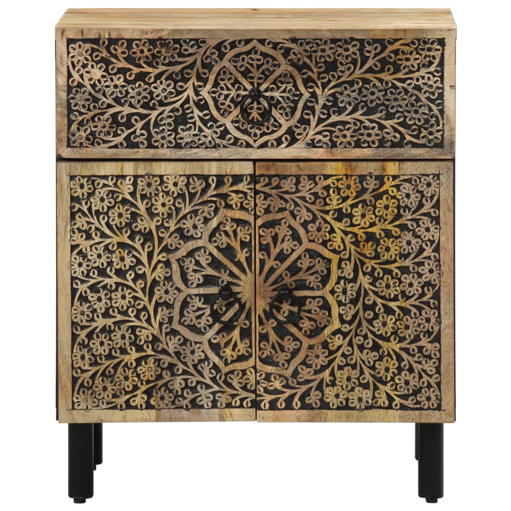 Mesita De Noche Madera Maciza De Mango 50x33x60 Cm_3