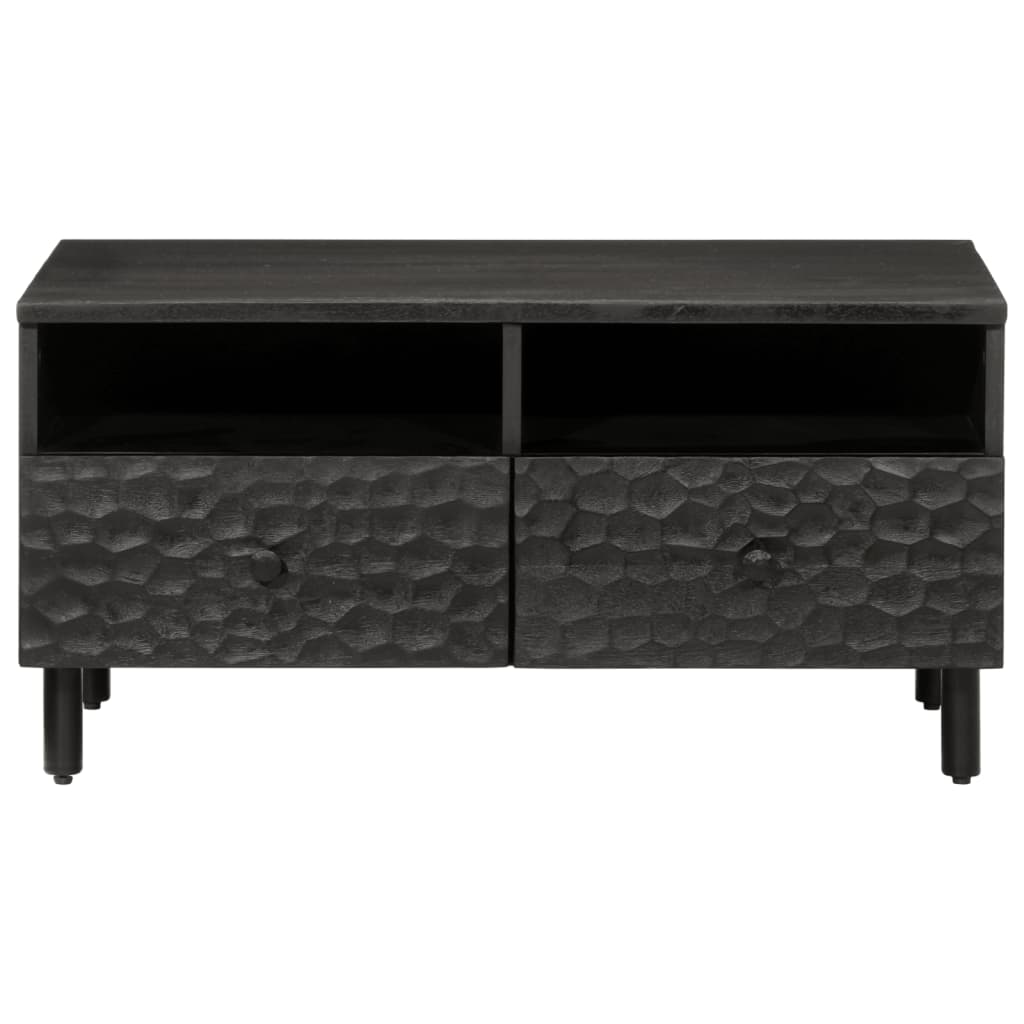 Mesa De Centro Madera Maciza De Mango Negra 80x54x40 Cm_3