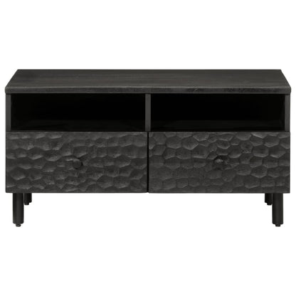 Mesa De Centro Madera Maciza De Mango Negra 80x54x40 Cm_3