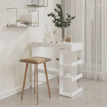 Mesa Bar Estante Almacenaje Contrachapada Blanco 100x50x101,5cm_1