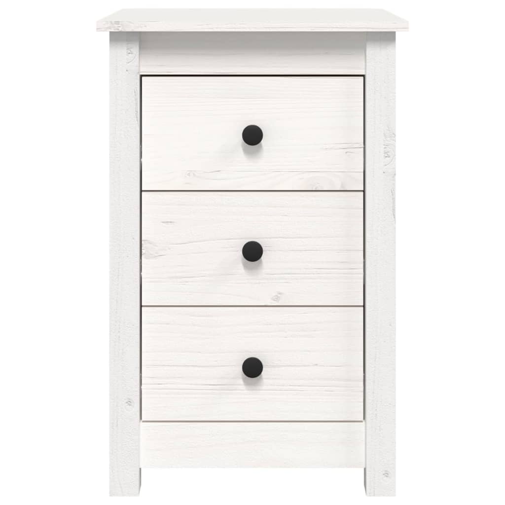 Mesitas De Noche 2 Uds Madera Maciza Pino Blanco 40x35x61,5 Cm_2