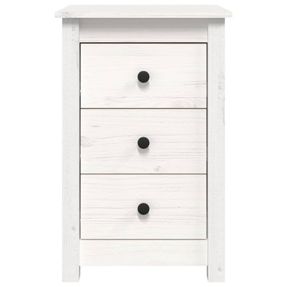 Mesitas De Noche 2 Uds Madera Maciza Pino Blanco 40x35x61,5 Cm_2