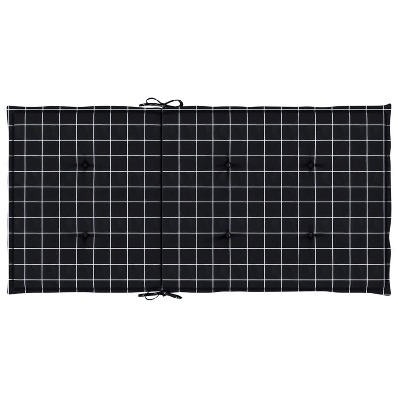 Vidaxl Cojines Para Silla Con Respaldo Bajo 2 Uds Tela A Cuadros Negro_5