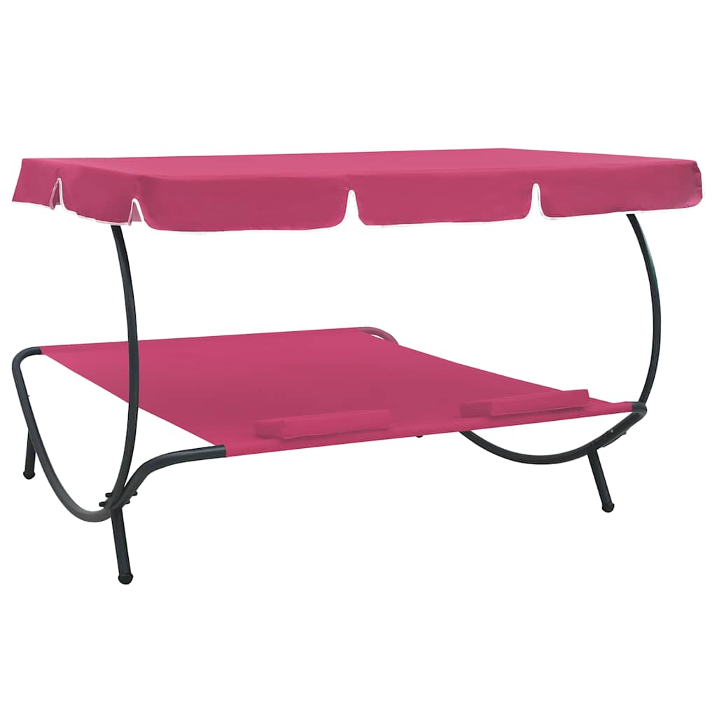 Tumbona De Jardín Con Toldo Y Cojines Rosa_3