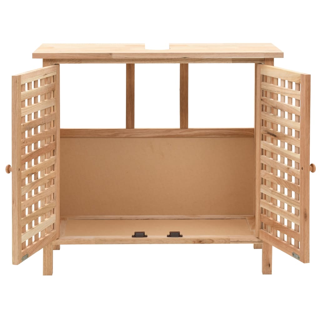 Mueble De Lavabo Madera Maciza De Nogal 66x29x61 Cm_1
