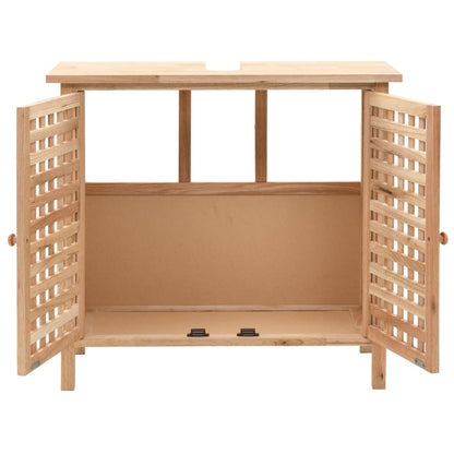 Mueble De Lavabo Madera Maciza De Nogal 66x29x61 Cm_1
