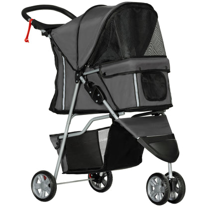 Pawhut Cochecito Para Perros Plegable Con Cesta De Almacenaje 75x45x97 Cm Gris_0
