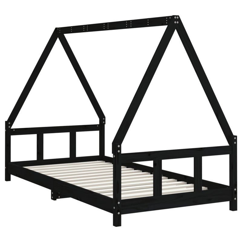 Vidaxl Estructura De Cama Para Niños Madera De Pino Negro 90x190 Cm_5