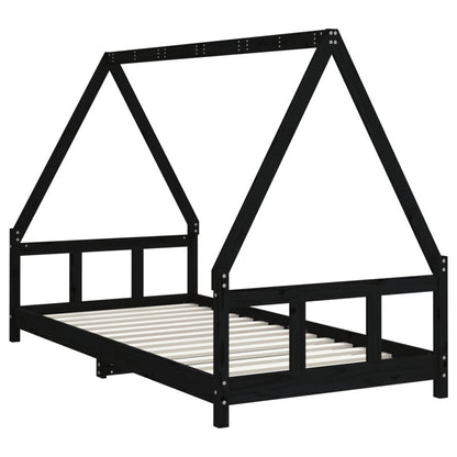 Vidaxl Estructura De Cama Para Niños Madera De Pino Negro 90x190 Cm_5