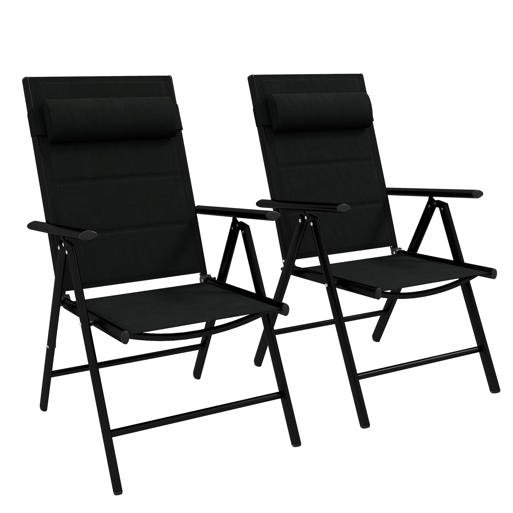 Outsunny Conjunto De 2 Sillas De Camping Plegables 54x67x108 Cm Negro_0
