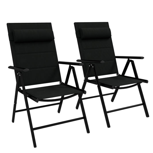 Outsunny Conjunto De 2 Sillas De Camping Plegables 54x67x108 Cm Negro_0