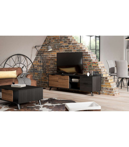 Mueble Para Televisión Modelo Noelia 2 Puertas 2 Cajones Acabado Nogal/bocamina, 180cm(an_0