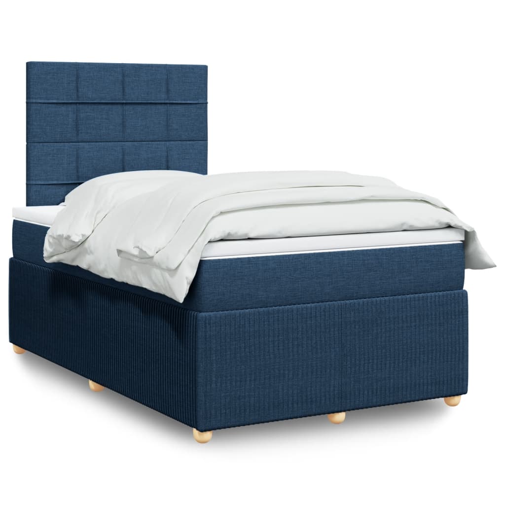 Cama Box Spring Con Colchón Tela Azul 120x190 Cm / Vetonek_0