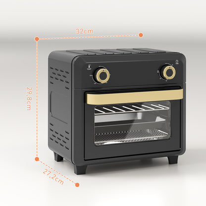 Forno Com Air Fryer Homcom Aço Inoxidável, Vidro Temperado Preto 32x27.2x29.8 Cm_2