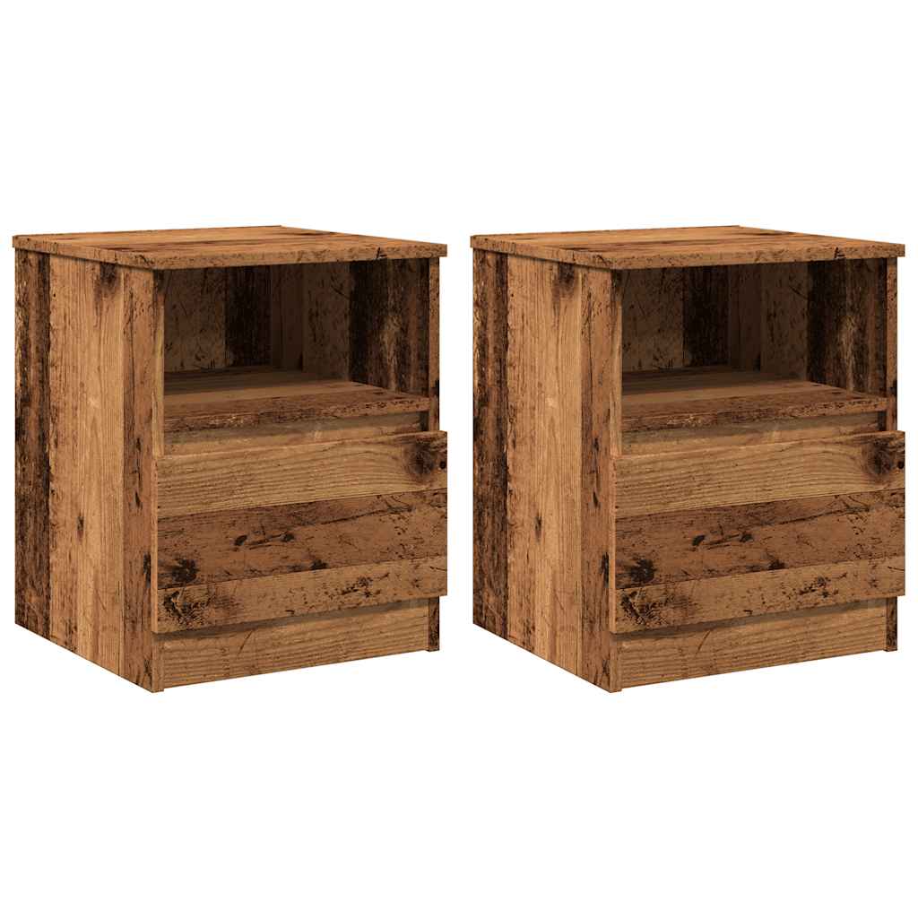 Mesitas De Noche 2 Uds Madera Ingeniería Envejecida 40x40x50 Cm_0