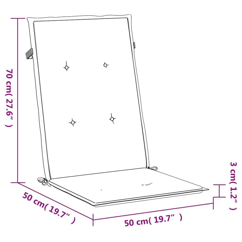 Vidaxl Cojín Silla De Jardín Respaldo Alto 2 Uds Tela Negro 120x50x3cm_2