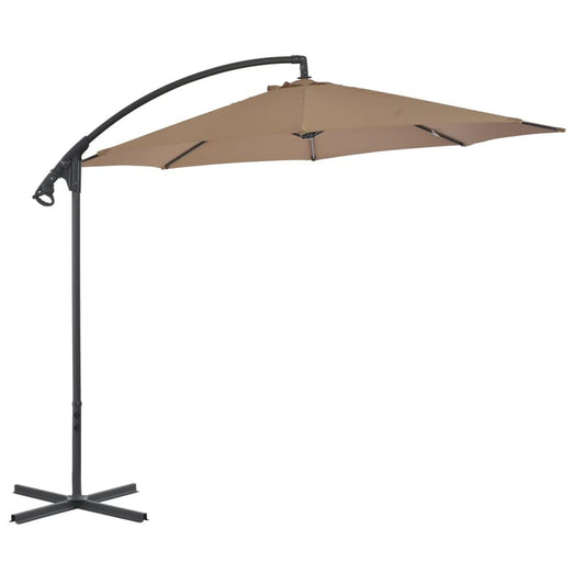 Vidaxl Sombrilla Voladiza De Jardín Con Poste De Acero Taupe 300 Cm_0