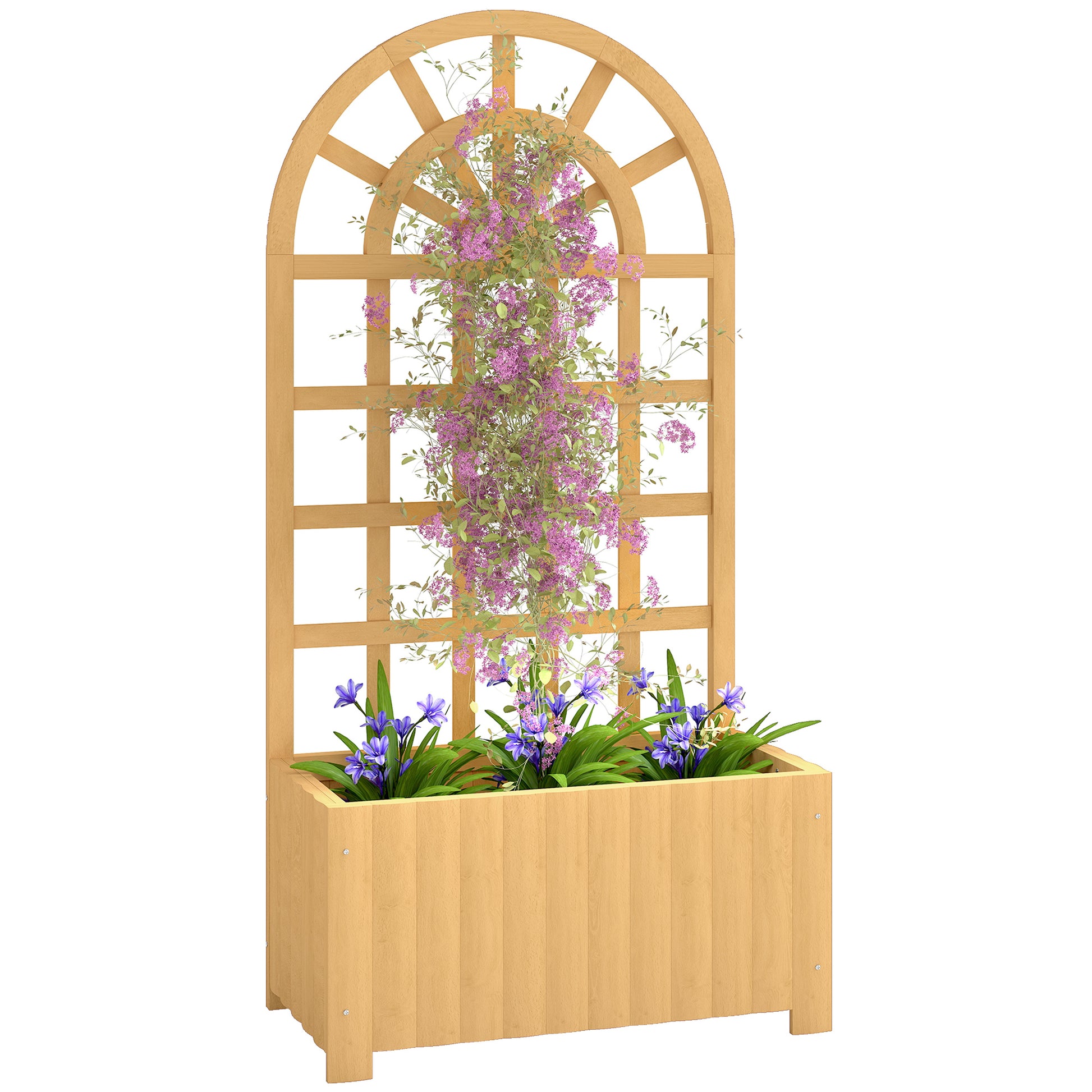 Outsunny Jardinera Con Enrejado De Madera_0
