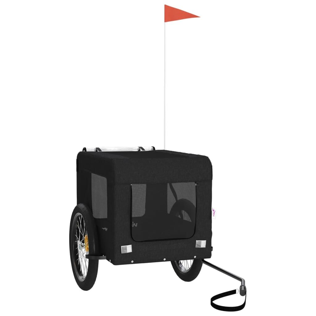 Vidaxl Remolque De Bicicleta Mascotas Hierro Tela Oxford Negro_0
