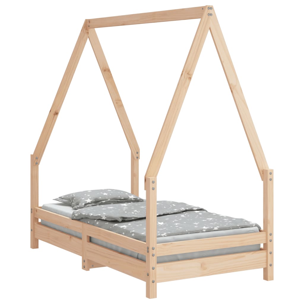 Estructura De Cama Para Niños Madera Maciza De Pino 70x140 Cm / Vetonek_5