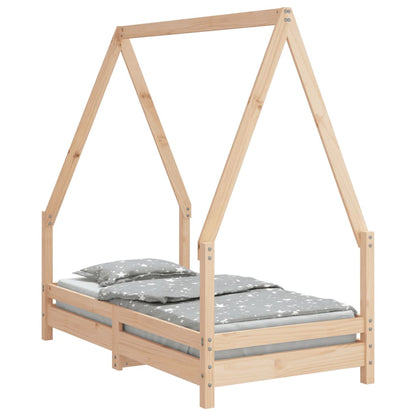 Estructura De Cama Para Niños Madera Maciza De Pino 70x140 Cm / Vetonek_5
