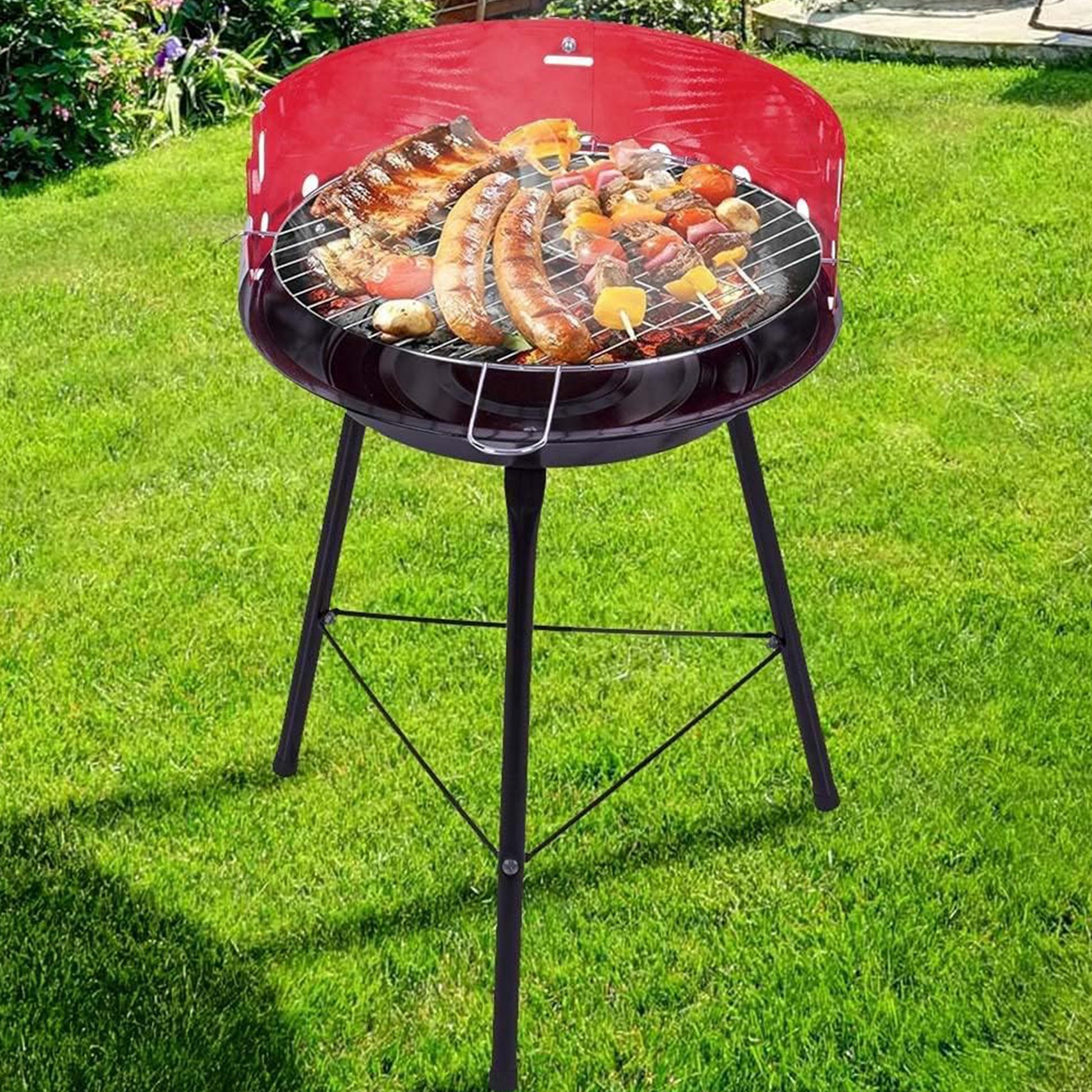 Well Home Barbacoa De 3 Patas Con Parrilla Cromada En Color Negro 32x33x55cm_2