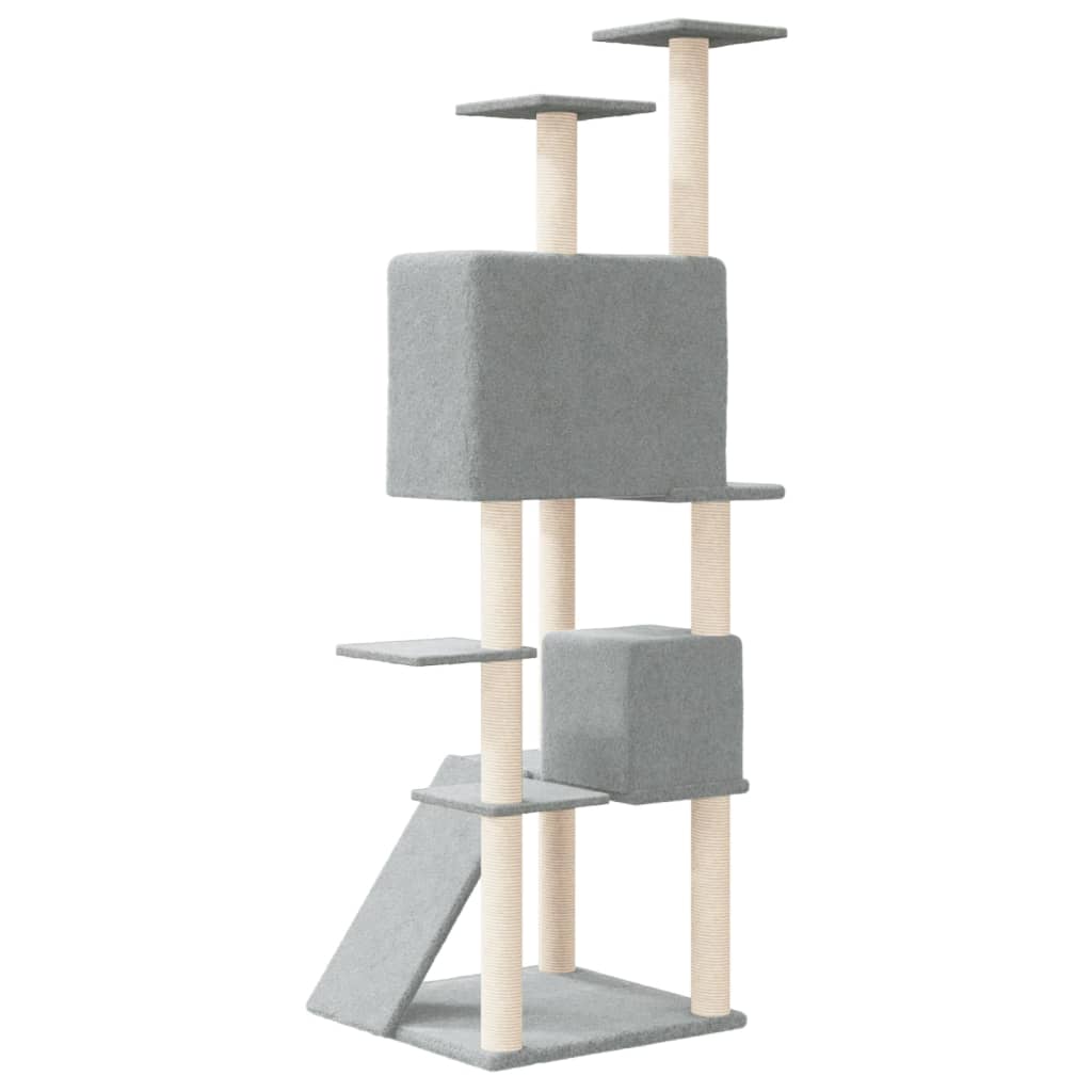 Rascador Para Gatos Con Postes De Sisal Gris Claro 153 Cm_4