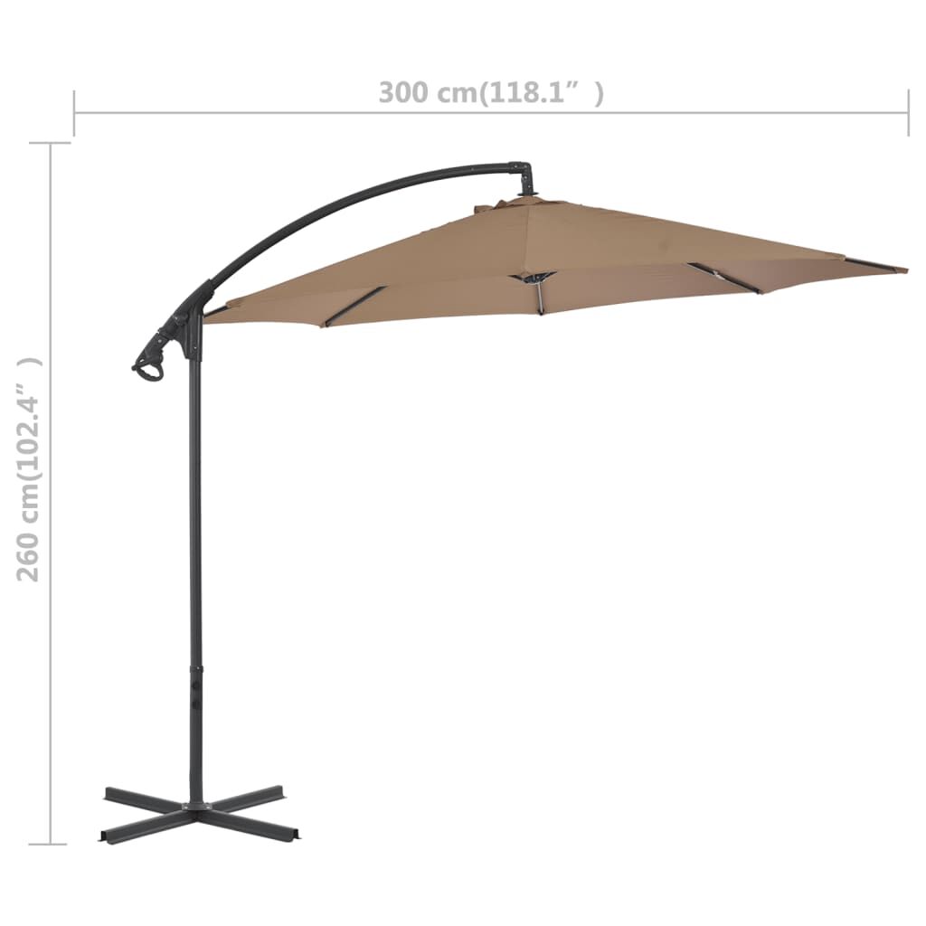 Vidaxl Sombrilla Voladiza De Jardín Con Poste De Acero Taupe 300 Cm_2