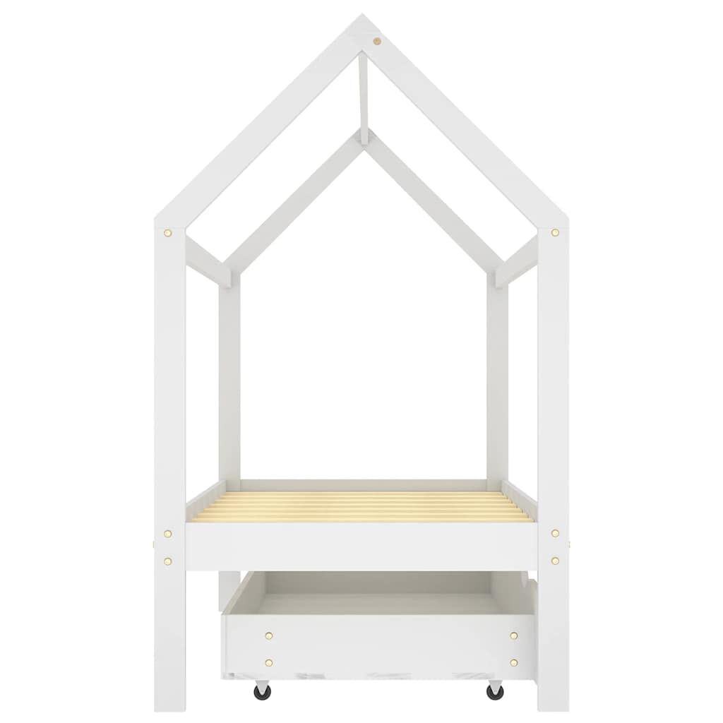 Vidaxl Estructura Cama Niños Con Cajón Madera Pino Blanco 80x160 Cm_3