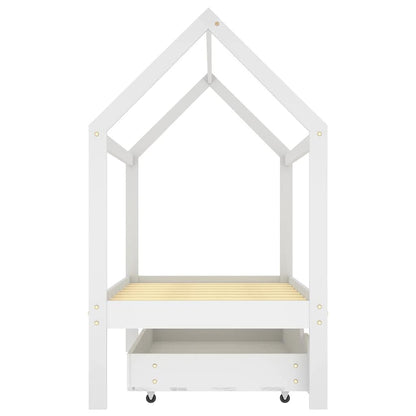 Vidaxl Estructura Cama Niños Con Cajón Madera Pino Blanco 80x160 Cm_3