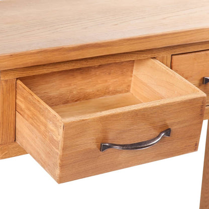 Mesa Consola Con 2 Cajones Madera Maciza De Roble 83x30x73 Cm_1