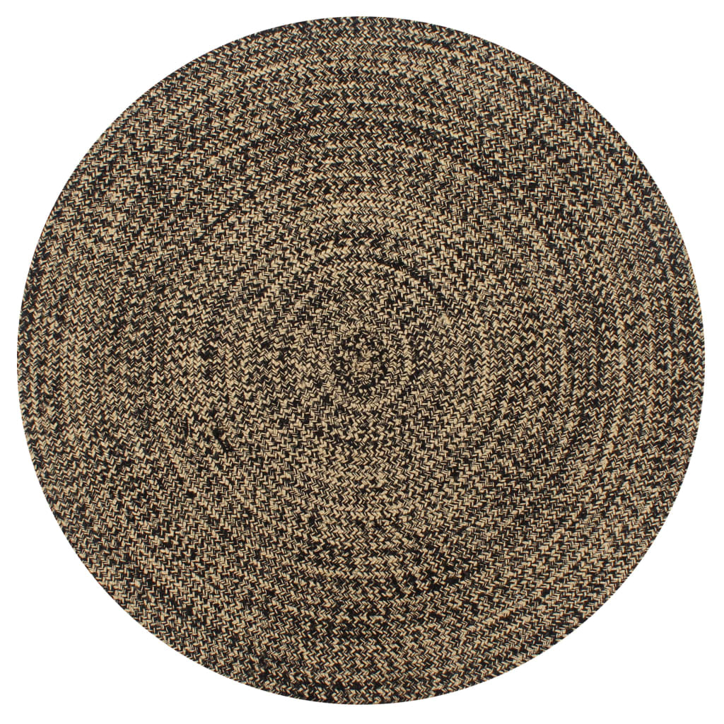 Vidaxl Alfombra Hecha A Mano De Yute Negra Y Natural 120 Cm_0