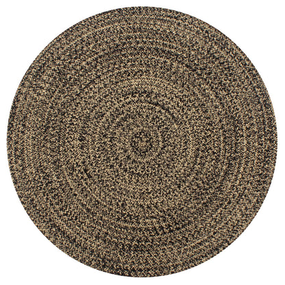 Vidaxl Alfombra Hecha A Mano De Yute Negra Y Natural 120 Cm_0