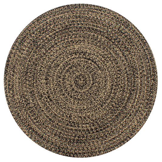 Vidaxl Alfombra Hecha A Mano De Yute Negra Y Natural 120 Cm_0
