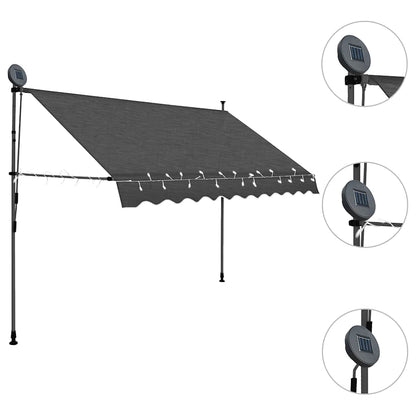 Toldo Manual Retráctil Con Led Gris Antracita 250 Cm_2