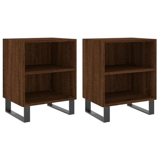 Mesita De Noche 2 Uds Madera Ingeniería Roble Marrón 40x30x50cm_0