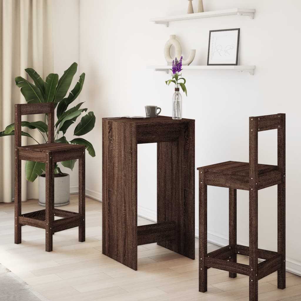Mesa Alta De Bar Madera Ingeniería Marrón Roble 51x50x103,5 Cm_1