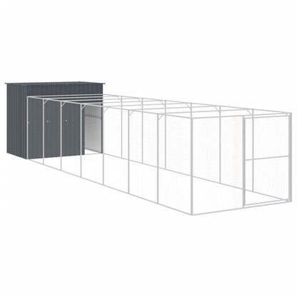 Caseta Perros Con Corral Acero Galvanizado Gris 214x865x181 Cm_0