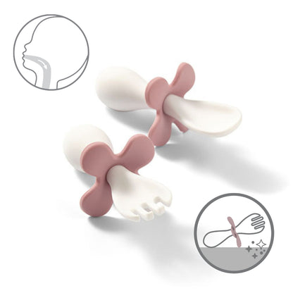 Set De Cubiertos Ergonomicos Para Bebé Con Estuche Pink