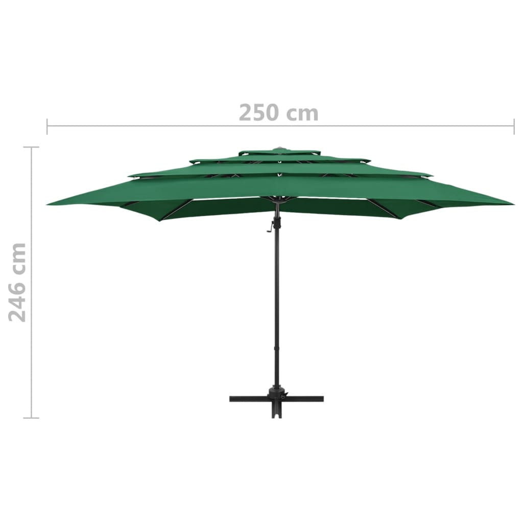 Vidaxl Sombrilla De Jardín 4 Niveles Palo De Aluminio Verde 250x250 Cm_2