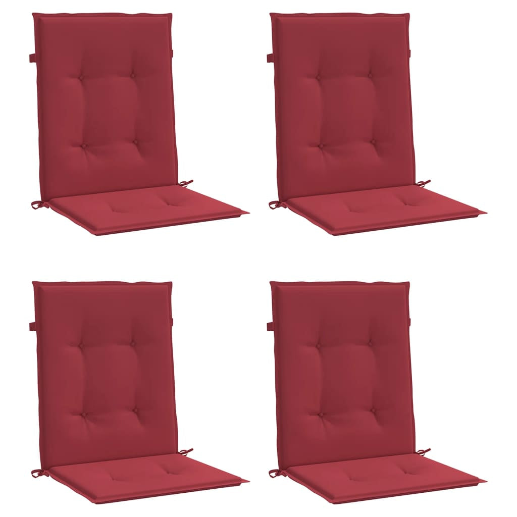 Vidaxl Cojín Silla Jardín Respaldo Bajo 4 Uds Tela Oxford Rojo Tinto_0