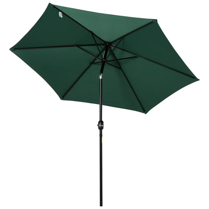 Outsunny Sombrilla De Jardín Ø260x235cm Reclinable Con Manivela 6 Varillas Verde_0