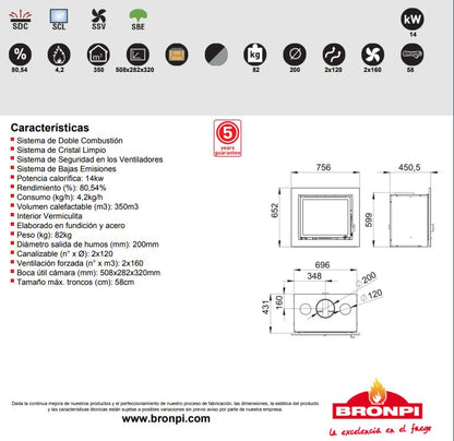 BRICOSOL INSERTABLE DE LEÑA BRONPI MODELO FLORIDA_2