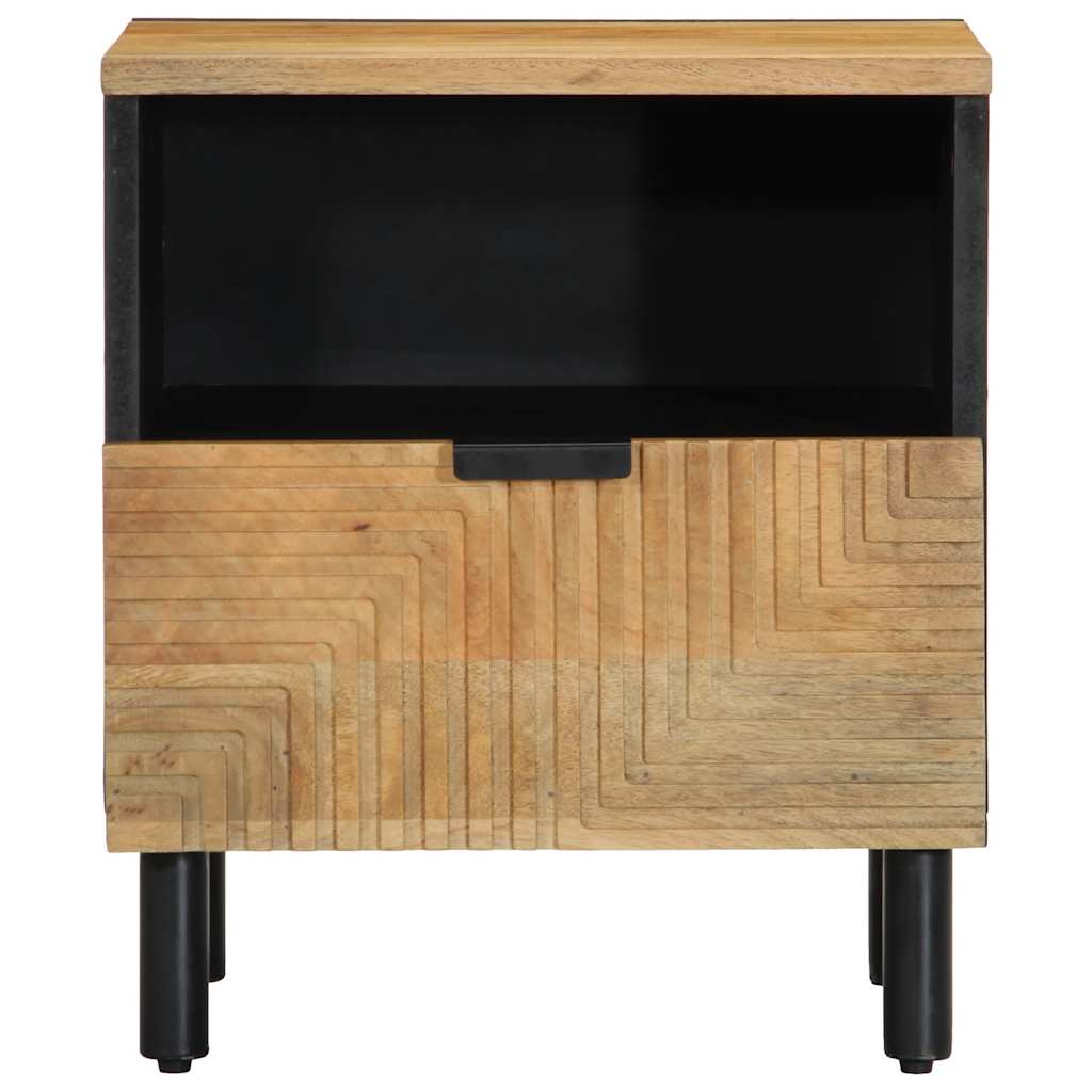 Mesilla De Noche Marrón 40x33x46 Cm Madera Maciza Mango_1