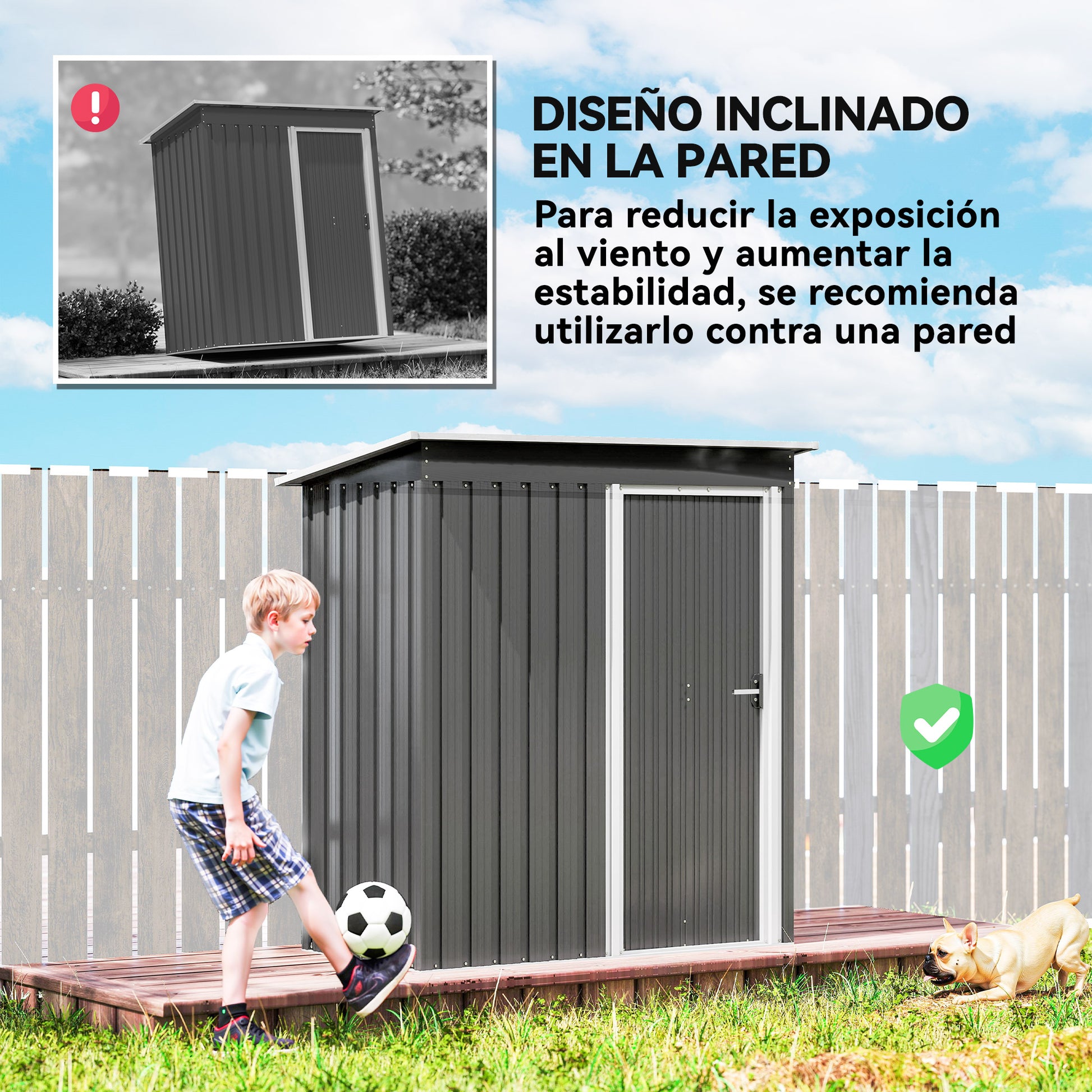 Outsunny Cobertizo De Jardín Exterior 1,2 M² 163x89x182 Cm Puerta Corredera Gris_5