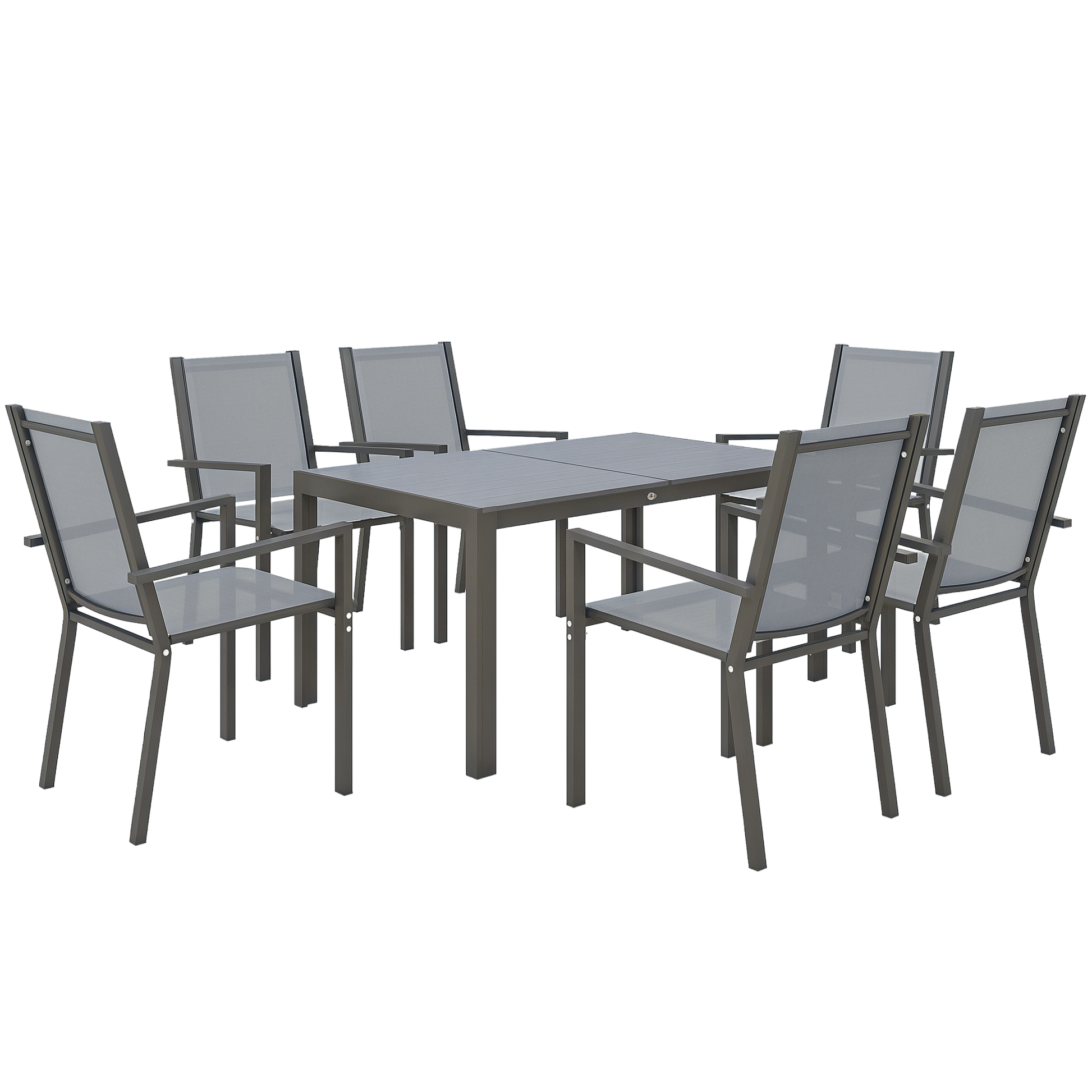 Outsunny Conjunto De Mesa Y Sillas Jardín De 7 Piezas_0